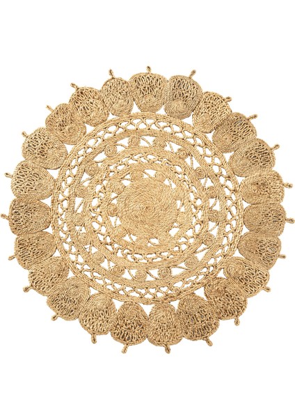 Cool Halı Stew CA-108 Natural Yuvarlak Jüt Halı El Dokuma Hasır Halı Dekoratif Jüt Örgü Halı Natural Jüt Kilim