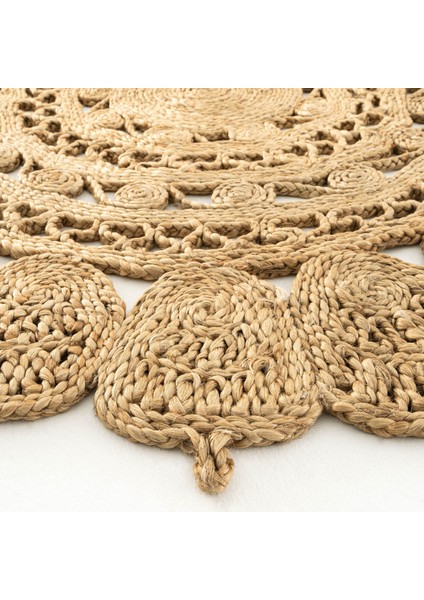 Cool Halı Stew CA-108 Natural Yuvarlak Jüt Halı El Dokuma Hasır Halı Dekoratif Jüt Örgü Halı Natural Jüt Kilim