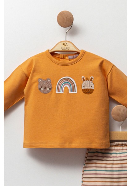 Animal Desenli Beli Lastikli Çizgili Alt-Üst 2'li Erkek Bebek Takım fiyatları