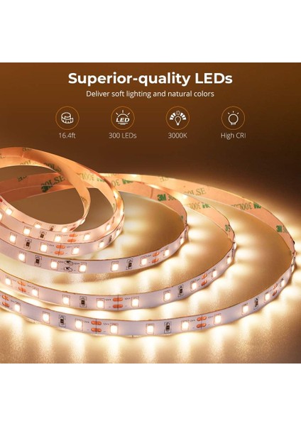 Sb-6502 2.5 Metre Şerit Led Işık Gün Işığı Dimmer Kumandalı Adaptörlü Tak Çalıştır Aydınlatma