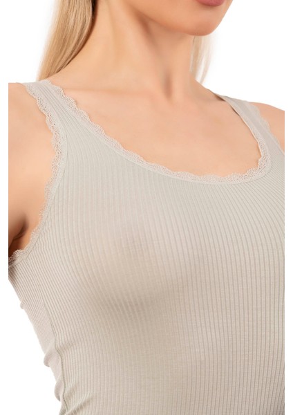 Özkan 27075 Kadın Viskon Kaşkorse Dantel Detaylı Esnek Yumuşak Kalın Askılı Örme Atlet indirimleri