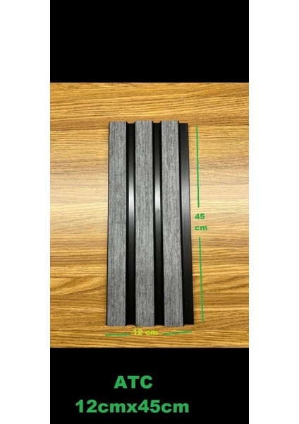 12 x 45 cm Atc Çift Renkli Kılçıklı Gri Dekoratif Ahşap Görünümlü Pvc Kaplama Atc Lambiri