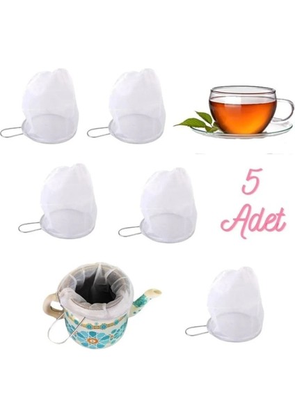 Torba Demlik Süzgeci Süt Süzgeci Yeniden Kullanılabilir Çay Kahve Süzgeci 12CM 5 Adet 5 Nolu