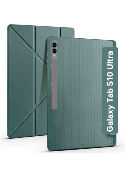 Samsung Galaxy Tab S10 Ultra X920 Case Standlı Üçgen Kalem Bölmeli Akıllı Kılıfı