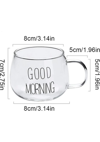 2li Good Morning Kupa Cam Bardak Isıya Dayanıklı Kulplu Stil Kahve Sunum Kahvaltı Süt Bardağı 350ML indirimleri