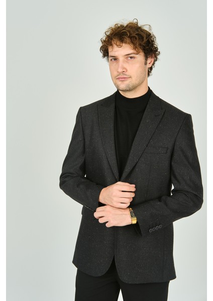 Erkek Klasik Kesim Regular Fit Yün Ceket 3350 Antrasit