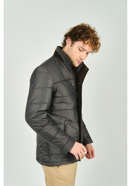 Erkek Içi Kürklü Dik Yaka Çıtçıt ve Fermuar Kapamalı Mont Kaban 5300 Füme fiyatları