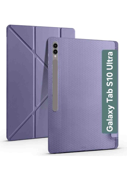 Samsung Galaxy Tab S10 Ultra X920 Case Standlı Üçgen Kalem Bölmeli Akıllı Kılıfı