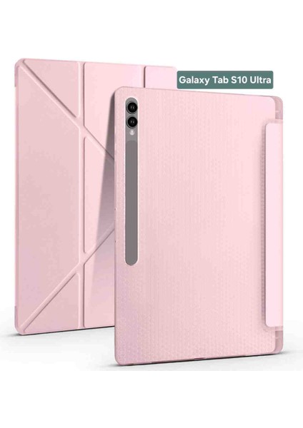 Samsung Galaxy Tab S10 Ultra X920 Case Standlı Üçgen Kalem Bölmeli Akıllı Kılıfı