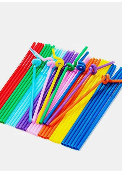 Tek Kullanımlık Renkli Körüklü Artistik Pipet 50 adet/paket Parti, Kokteyl fırsatları