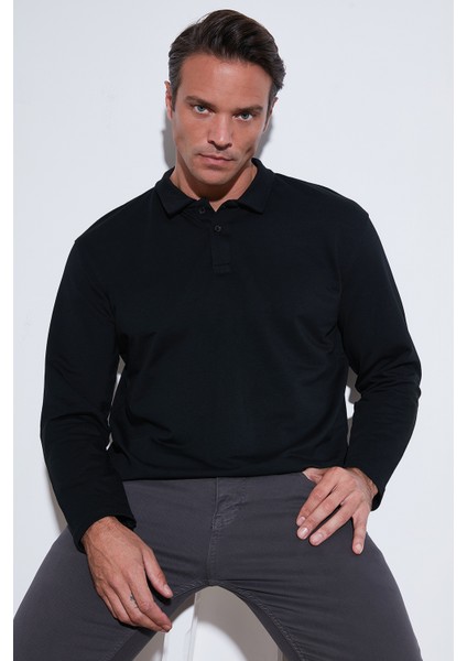 Streç Pamuklu Regular Fit Düğmeli Polo Yaka Sweat Erkek Sweat 5905727 fiyatları