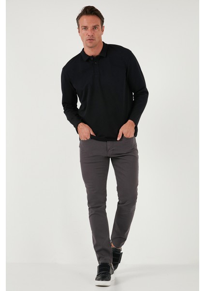 Streç Pamuklu Regular Fit Düğmeli Polo Yaka Sweat Erkek Sweat 5905727 modelleri