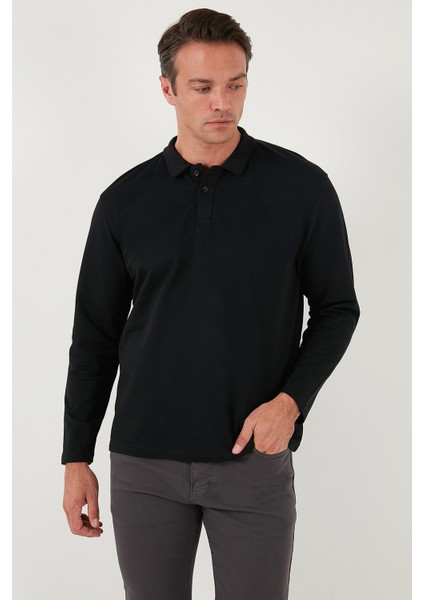 Streç Pamuklu Regular Fit Düğmeli Polo Yaka Sweat Erkek Sweat 5905727 fırsatları