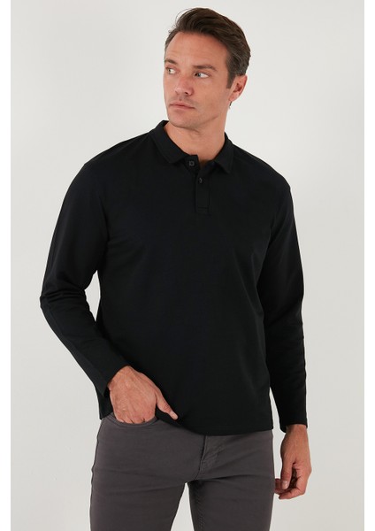 Streç Pamuklu Regular Fit Düğmeli Polo Yaka Sweat Erkek Sweat 5905727 indirimleri