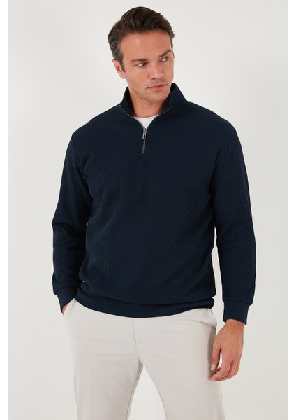 Pamuklu Regular Fit Yarım Fermuarlı Dik Yaka Sweat Erkek Sweat 5905716 modelleri