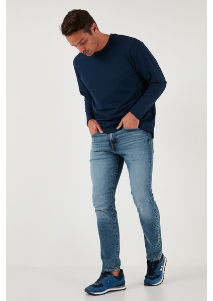 Streç Pamuklu Regular Fit Bisiklet Yaka Sweat Erkek Sweat 5905725