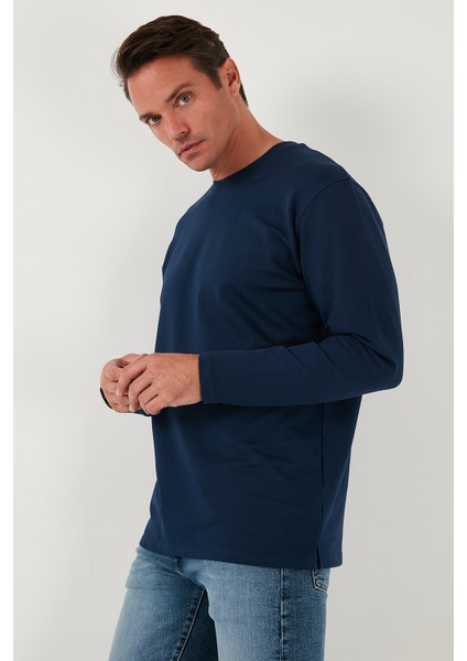 Streç Pamuklu Regular Fit Bisiklet Yaka Sweat Erkek Sweat 5905725