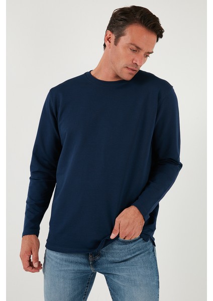 Streç Pamuklu Regular Fit Bisiklet Yaka Sweat Erkek Sweat 5905725