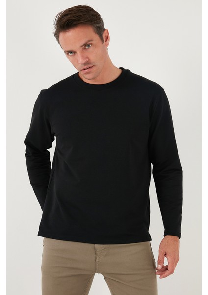 Streç Pamuklu Regular Fit Bisiklet Yaka Sweat Erkek Sweat 5905725