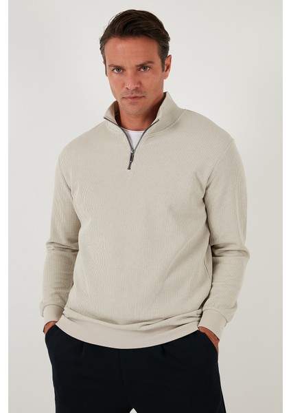 Pamuklu Regular Fit Yarım Fermuarlı Dik Yaka Sweat Erkek Sweat 5905716 indirimleri