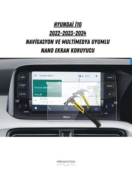 Hyundai I10 2022 2023 2024 Navigasyon ve Multimedya Uyumlu Nano Ekran Koruyucu