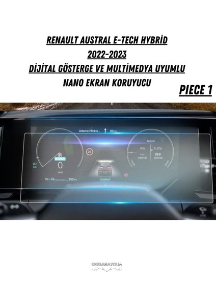 Renault Austral E-Tech Hybrid 2022-2023 Multimedya ve Gösterge Panel Uyumlu Nano Ekran Koruyucu