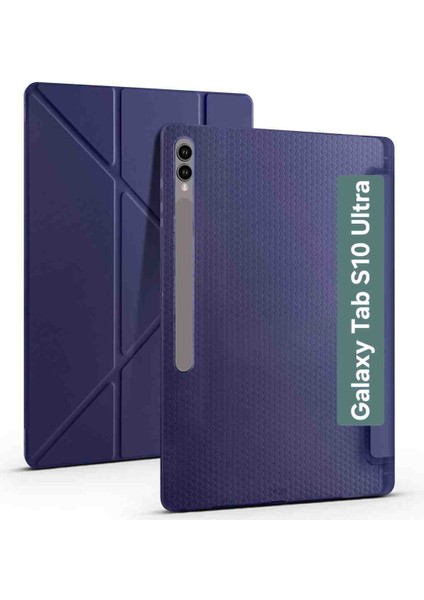 Samsung Galaxy Tab S10 Ultra X920 Case Standlı Üçgen Kalem Bölmeli Akıllı Kılıfı