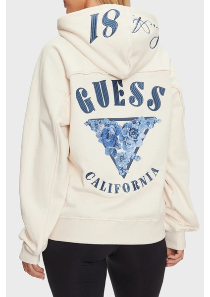 Roses Taşlı Pamuklu Oversize Fit Kapüşonlu Yaka Sweat W4BQ05KBY51 Bayan Sweat W4BQ05 KBY51 G012