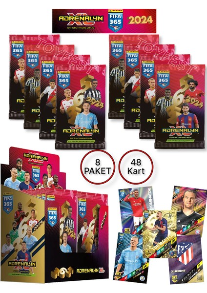 Panini Adrenalyn Fifa 365 - 2024 Official Trading Card Futbolcu Kartları Etiketi ( 8 Paket )