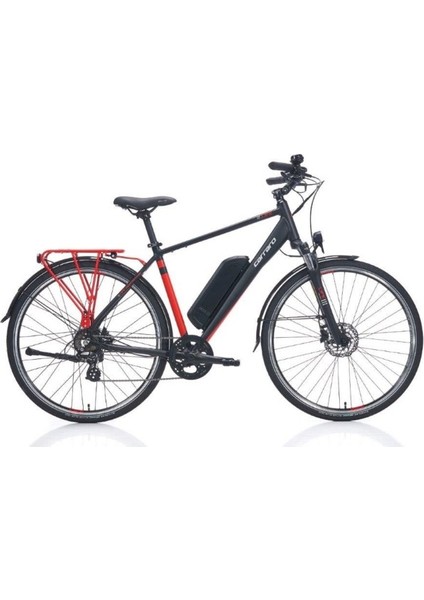 Elife 47 cm 7-V Hd Mat Siyah-Kırmızı-Gümüş Elektrikli Şehir Bisikleti