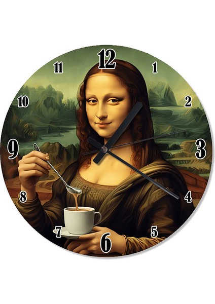 Kahve Mona Lisa Akarlı Duvar Saati