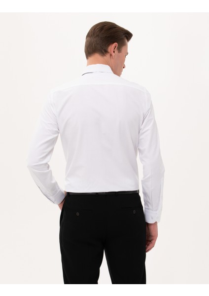 Erkek Beyaz Slim Fit Uzun Kollu Basic Gömlek 50277786-VR013