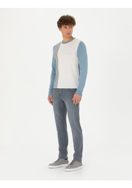 Erkek Koyu Mavi Slim Fit Bisiklet Yaka Yün Karışımlı Triko Kazak 50278089-VR032 fırsatları