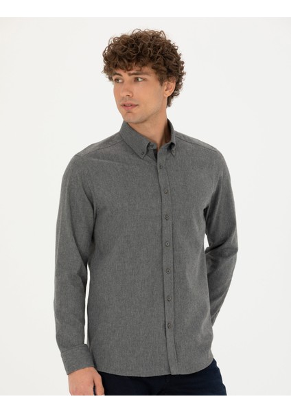 Erkek Gri Regular Fit Uzun Kollu Gömlek 50275625-VR024