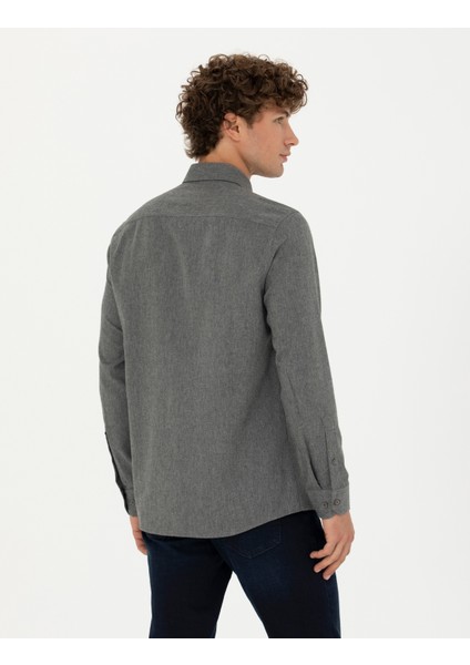 Erkek Gri Regular Fit Uzun Kollu Gömlek 50275625-VR024