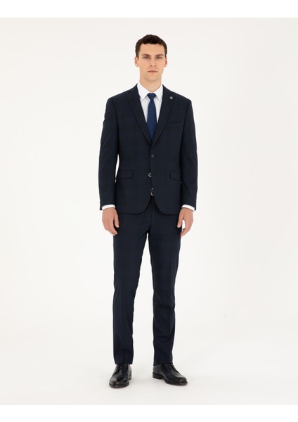Erkek Lacivert Slim Fit Takım Elbise 50295226-Vr033