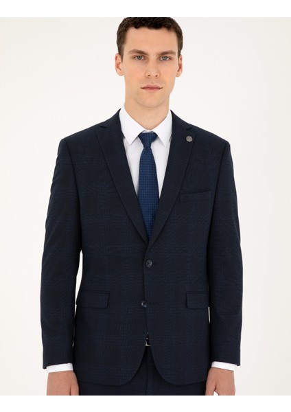 Erkek Lacivert Slim Fit Takım Elbise 50295226-Vr033