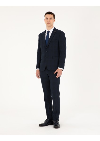 Erkek Lacivert Slim Fit Takım Elbise 50295226-Vr033
