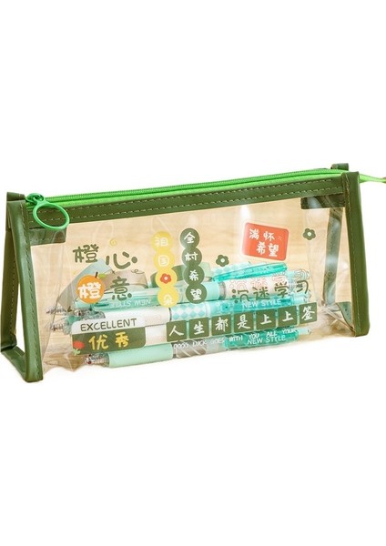 Yaratıcı Ilham Verici Metin Üçgen Kalem Çantası Büyük Kapasiteli Öğrenci Sınav Saklama Çantası Pvc Şeffaf Su Geçirmez Kırtasiye Çantası (Yurt Dışından)