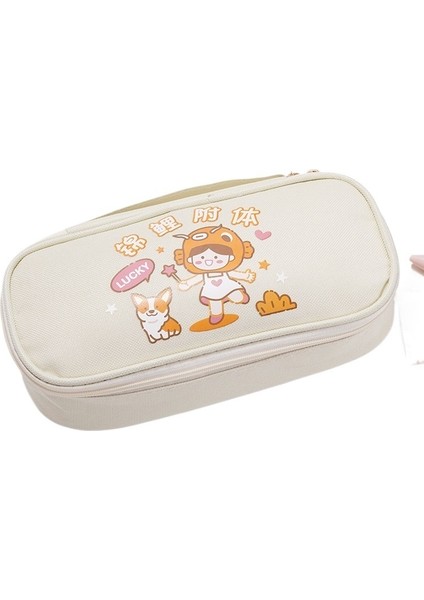 Yeni Çift Katmanlı Kalem Çantası Karikatür Sevimli Taşınabilir Kırtasiye Çantası Öğrenci Kalem Çantası Büyük Kapasiteli Yüksek Değerli Kalem Kutusu (Yurt Dışından)