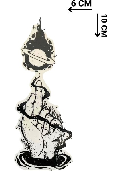 Geçici El ve Gezegen Figürlü Dövme Tatto