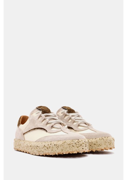 Rayn Kadın Bej Yeşil Deri Sneaker