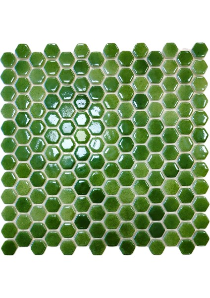 Mutfak Tezgah Arası, Banyo, Havuz, Sauna, Spa ve Yaşam Alanlarının Tüm Yüzeyleri Için 22 mm Hegzagonal P. Yeşil, 29X29 cm Fileli Cam Mozaik. ( 6 File Karo = 0.5 M2 Fiyatıdır )