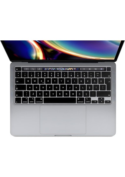 Byars-Macbook Pro 13'' M1 / M2 Çip 2020-2021-2022 Yılları ve (A2338)(A2289)(A2251) Model Kodları ile Uyumlu Türkçe Karakterli Su Geçirmez Silikon Klavye Koruyucu (Siyah Klavye Koruyucu) Byarsbilişim