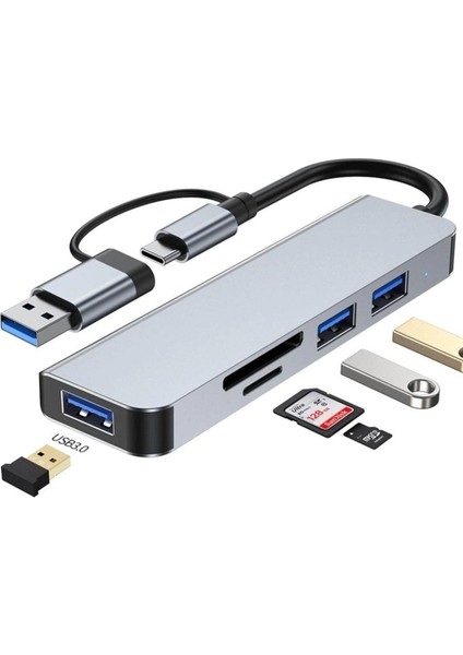 Byars-In 1 USB C Hub USB 3.0 Tip C Splitter Multiport Dock Adaptörü Sd/tf Kart Için Byarsbilişim