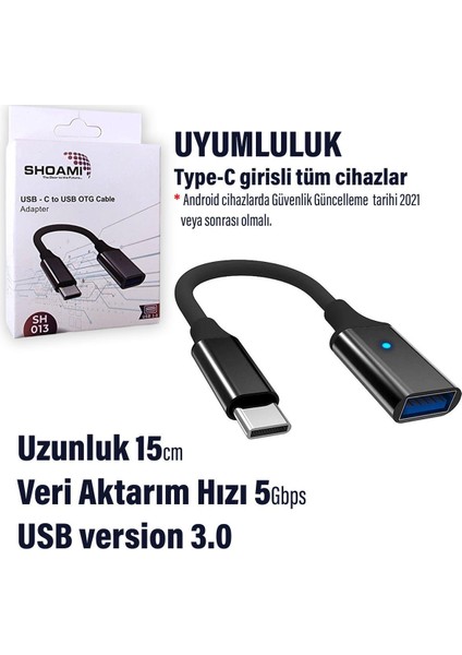 Byars-Usb 3.0 Çevirici Kablo Otg 5 Gbps Hızlı Veri Aktarıcı Type C Dönüştürücü Kablo Byarsbilişim