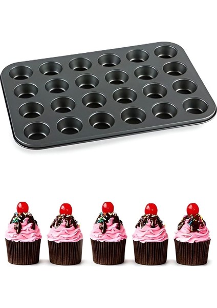 24 Bölmeli Muffin Kek Kalıbı 2 Li Set Yanmaz Yapışmaz Çörek Tart Kek Sufle Cupcake Tepsi Kalıbı