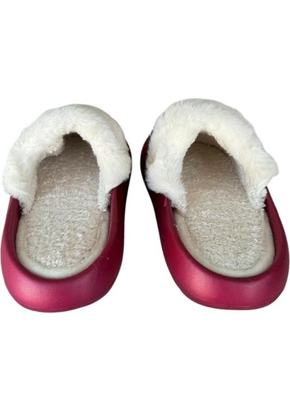 Içi Kürklü Yıkanabilir Düğme Detaylı Doktor Hemşire Aşçı Trend Kadın Terlik Bordo