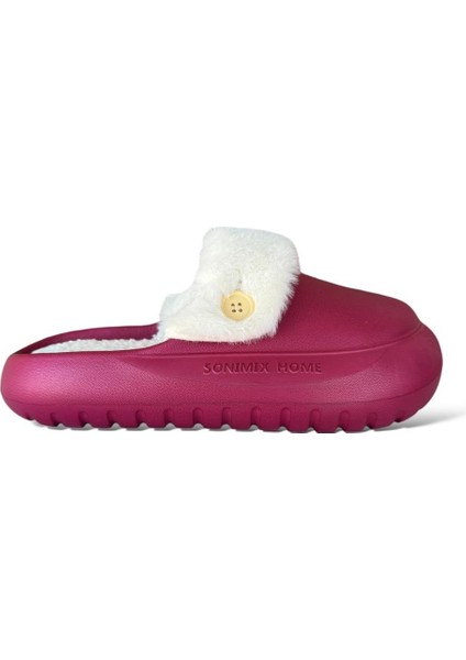 Içi Kürklü Yıkanabilir Düğme Detaylı Doktor Hemşire Aşçı Trend Kadın Terlik Bordo