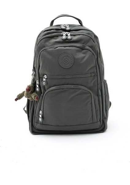 Unisex Suya Dayanıklı Krinkıl Kumaş Çok Gözlü Orta Boy Laptop Okul ve Sırt Çantası Gri fırsatları